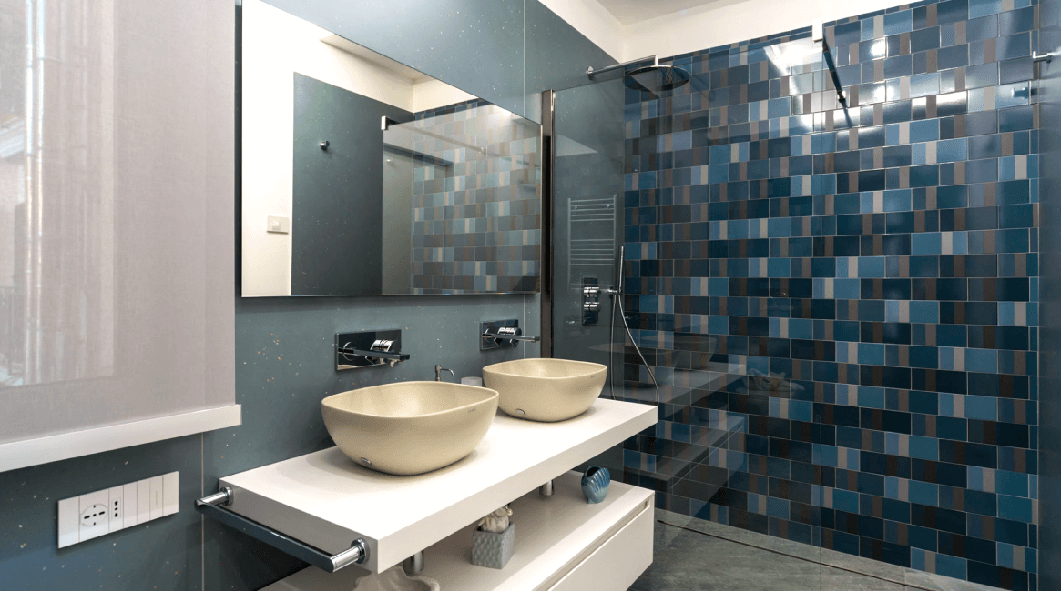 dettaglio doppio lavabo e cabina doccia casa LC idee casa moderna